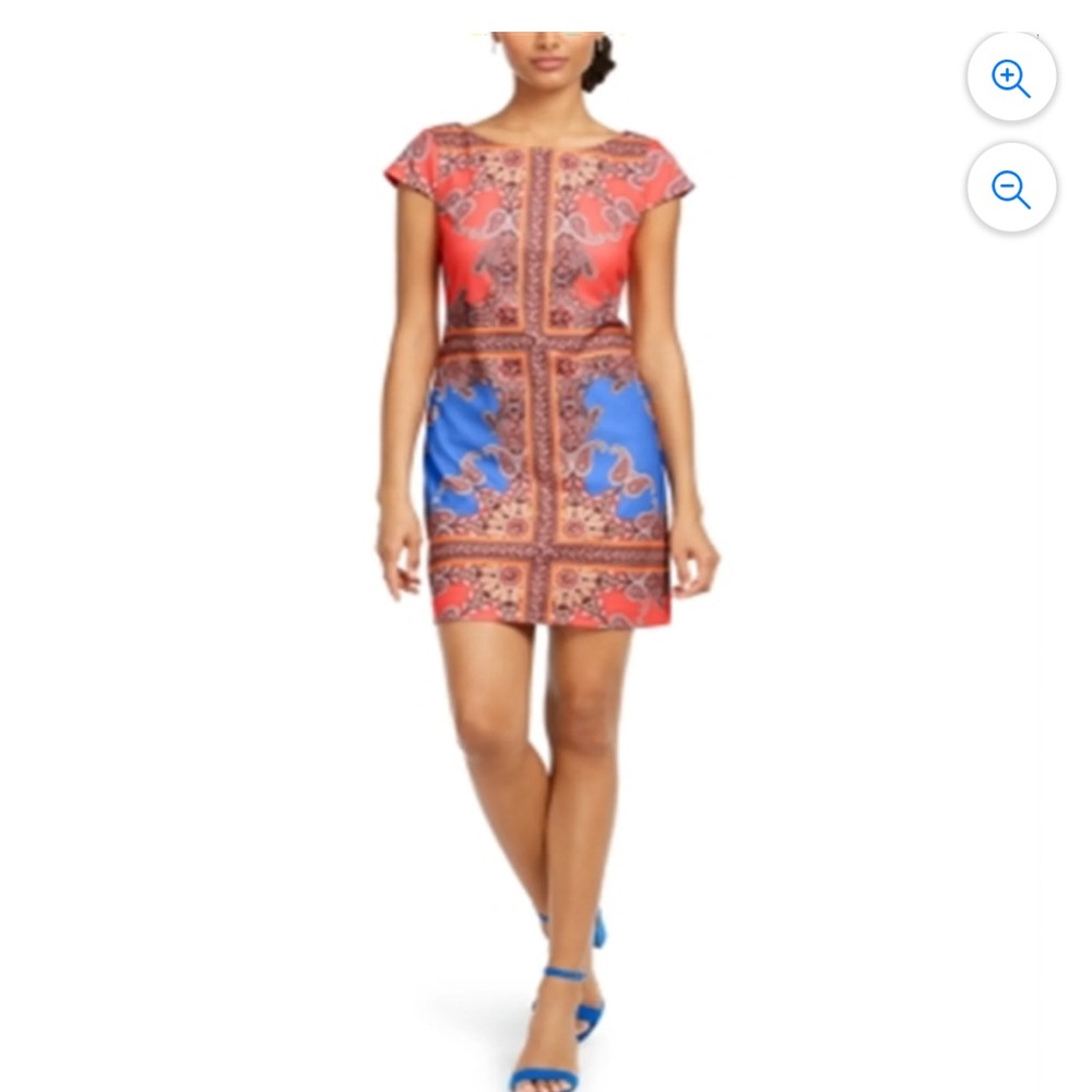 Vince Camuto Colorblocked Scuba Shift Dress - Coral - 16
